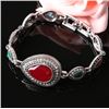 Image 2 : BRACELET - VINTAGE STYLE CRAFTING OF RUBY STYLE GEMS IN GERMAN STERLING SILVER SETTING WITH 18K GOLD