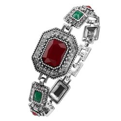 BRACELET - VINTAGE STYLE CRAFTING OF GEMS IN GERMAN STERLING SILVER SETTING WITH 18K GOLD FINISH - R