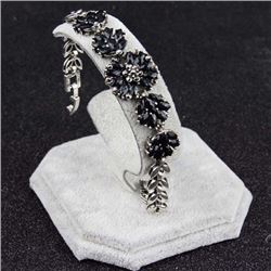 BRACELET - VINTAGE STYLE CRAFTING OF GEMS IN GERMAN STERLING SILVER SETTING WITH 18K GOLD FINISH - R