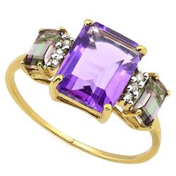 **** FEATURE ITEM **** RING - 1.83 CARAT AMETHYST, 1/2 CARAT MYSTIC GEMSTONE & 2 DIAMONDS IN 10KT SO