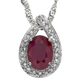 NECKLACE -  0.604 CARAT TW GENUINE RUBY & GENUINE DIAMOND IN PLATINUM OVER 925 STERLING SILVER SETTI