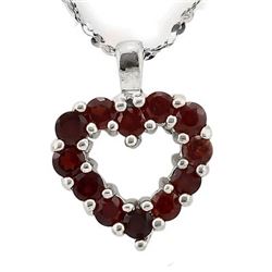 NECKLACE - 0.6 CARAT TW (12 PCS) GARNET PLATINUM OVER 0.925 STERLING SILVER HEART DESIGNED SETTING -