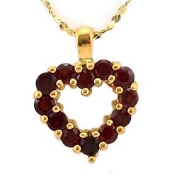 NECKLACE - 0.6 CARAT TW (12 PCS) GARNET IN 24K GOLD OVER 925 SILVER SETTING - INCLUDES 20" YELLOW GO