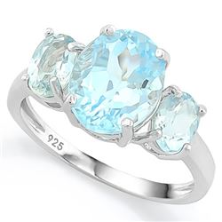RING - 5 3/5 CARAT BABY SWISS BLUE TOPAZ IN 925 STERLING SILVER SETTING - SZ 7 - RETAIL ESTIMATE $45