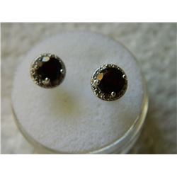 EARRINGS- 1.75CTW GARNET & DIAMONDS IN STERLING SILVER SETTING - RETAIL ESTIMATE $350