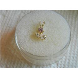 PENDANT - NEW - FLOWER DESIGNED 10K YELLOW GOLD - WITH CZ  - INCLUDES CERTIFICATE $450