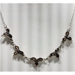 NECKLACE - 15 PEAR FACETED SMOKEY TOPAZ  IN BEAUTIFUL 925 STERLING SILVER SETTING - RETAIL ESTIMATE 