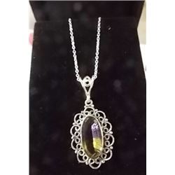 NECKLACE - CUSTOM MADE LARGE AMETRINE BAZEL SET IN STERLING SILVER - RETAIL ESTIMATE $250