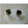 Image 2 : EARRINGS - ROUND FACETED SMOKEY TOPAZ & ROUND FACETED DIAMOND  IN STERLING SILVER SETTING - RETAIL E