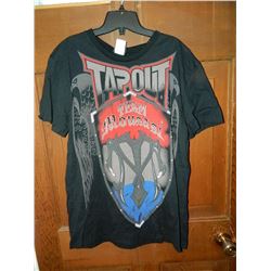 T-SHIRT - TAP OUT  - "TAPOUT TEAM MOUNSASI" - 2 EAGLES FACING OUT - RED/BLUE/GREY CREST - XXL