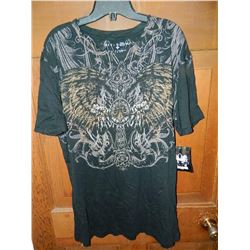 T-SHIRT -  AFFLICTION - CROSS WITH FEATHERS AND ANCHOR WITH GOLD FEATHERS - XXL