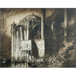 Sir Frank Brangwyn (1867-1956) The Mosque of Ortakevi, Constantinople, at the Entrance to the Bospho