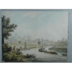 Richard Banks Harraden (1778-1862) A South West View of St Neots and Eynesbury Churches, Huntingdons