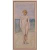 Image 1 : Charles Green (1840-1898) Standing Nude, signed with initials lower left "CG", watercolour, 17 x 7..