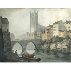 English School (19th Century) A Church by a Bridge, Manchester, watercolour, 38 x 50cm £600-800...