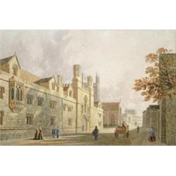 George Pyne (1800-1884) Merton College, Oxford, watercolour, 18 x 27cm  Provenance: Thomas Agnew an.