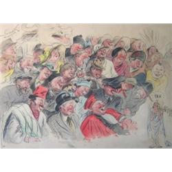 Socrates (20th Century) The People of the World Laughing at Peace, signed and dated upper left "Soc.