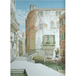 Robert Banks, MC (b. 1911) Ponte de Megio, Venice, signed lower right "Banks", watercolour, 63 x 45.