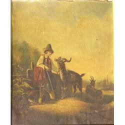 German School (19th Century) A Tyrolean Goatherd with his Flock, oil on board, 28 x 23cm £100-150...