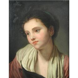 Attributed to Jeanne-Philiberte Ledoux (1767-1840) Portrait of a Young Girl, oil on canvas, 38 x 30.
