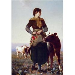 Robert Farren (b.1832, exh. 1880-1890) The Farmer's Daughter, signed lower left "R Farren", oil on..