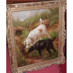 English School (19th Century) Terriers at a Rabbit Hole, oil on canvas, 58 x 48cm £500-700...