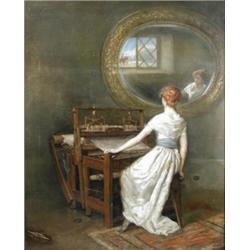 Anne J Pertz (Exh. 1880-1911) The Lady of Shalott, oil on canvas, 80 x 64cm. Bears old exhibition la
