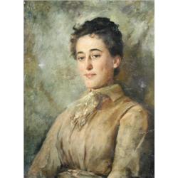 Anne J Pertz (Exh. 1880-1911) Portrait of a Lady, signed with monogram upper left "AJP 1886", oil o.