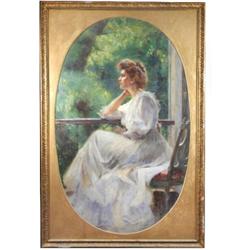 The Hon. Marion Saumarez (1885-1978) Madame Breakwell, seated at a window, oil on canvas, 180 x 112.