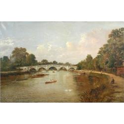 English School (19th/20th Century) Pleasure Boats on the Thames, with a Boy in Edwardian Dress Fish.