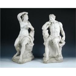 Sir Henry Cheere (1703-1781) A pair of white marble seated figures of Vulcan and Venus, signed "Chee