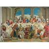 Image 1 : 'WHS 1865', a Berlin wool work picture of the wedding at Canaa inspired by Leonardo's Last Supper b.