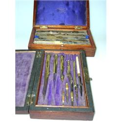 A G Thornton, Manchester, a mahogany cased geometry set, the two tiers of instruments including box.