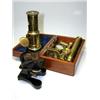 Image 1 : Two late Victorian student's microscopes, the earlier unscrewing into component parts to fit into a.