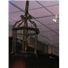 Image 1 : A 20th century glazed brass hall lantern, the three electric sockets supported on a column joined t.