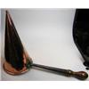 Image 1 : A 19th century copper ale muller, the conical shape with tapering tubular iron handle to one side e.