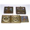 Image 1 : Three 19th century Russian enamelled travelling icons, the triptych of brass depicting scenes from..