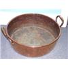 Image 1 : A late Victorian copper preserve pan, the rounded cylindrical sides and roll over rim flanked by tw.