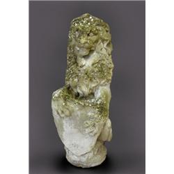 A set of four 20th century composition lions, they sit on their haunches holding a shield with thei.