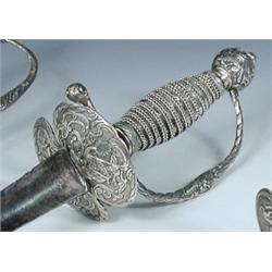 'Bernard a la TEAte Noire Paris ', an 18th century silver mounted dress sword, the bicusped guard a.