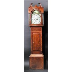 Jno Harvey, Pontypool, a 19th century mahogany cased longcase clock, the broken swan neck pediment..