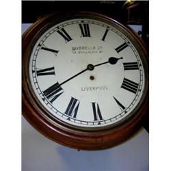 Russells Ltd, 18 Church Street, Liverpool, a 19th century oak cased wall clock, the eight day fusE9.
