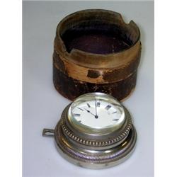 An early 20th century travel timepiece, possibly Swiss, the eight day movement numbered 2708, the c.