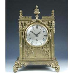 W H Young, Swaffham, a Victorian Gothic bronze cased bracket clock, the eight day fusee timepiece w.