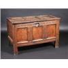Image 1 : A 17th century oak coffer, the three panel rectangular rising top above a carved frieze and three p.