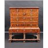 Image 1 : An 18th century and later walnut oyster veneered chest on stand, the upper section with parquetry i.