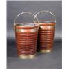 Image 1 : A pair of Irish 18th century mahogany peat buckets, each of ribbed coopered construction with a bra.