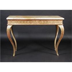 An 18th century giltwood centre table, the rectangular Sienna marble top above a strap worked friez.