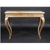 Image 1 : An 18th century giltwood centre table, the rectangular Sienna marble top above a strap worked friez.