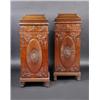 Image 1 : A pair of George III style mahogany dining pedestals, each with arched top with carved edge above a.